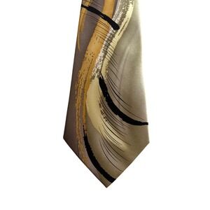 J Garcia Tie 100% Silk‎ Abstract Green Gold Brown Mens Necktie VTG collection 52